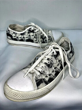 HM Elvis Presley Portrait Collage Canvas Sneakers Size Black White Graphic Shoe